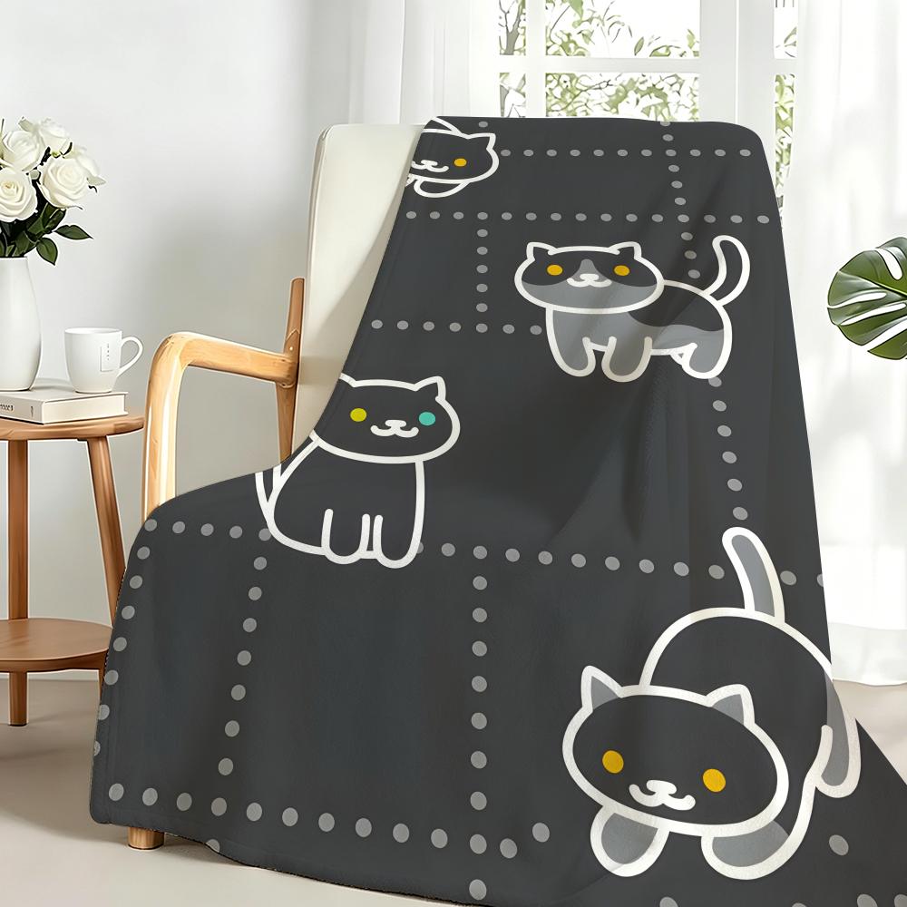 Game N-Neko Atsume Throw Flannel Blanket Perfect for Sofa Office Bed Travel Sleep Read Relax Camping Four Season Use
