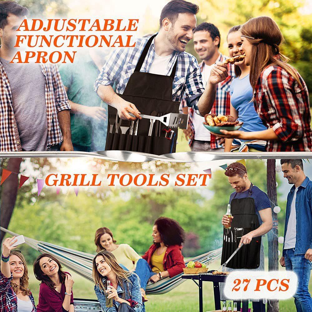 25-piece & 39-piece Sets Stainless Steel Handle Outdoor Kitchen Grill Set Barbecue Accessories BBQ Tool with Oxford Cloth Case
