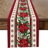 Christmas Poinsettia Floral Table Runner Holiday Party Decor Winter Xmas Kitchen Dining Table Runner Christmas Decorations