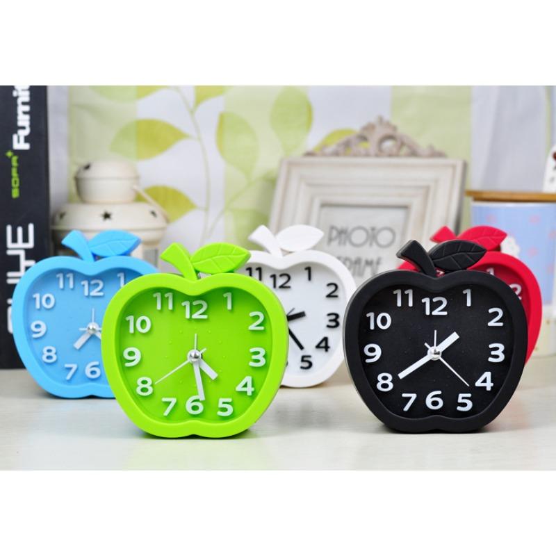 Creative children's alarm clock Candy color apple clock Children's bedside clock Mute alarm clock