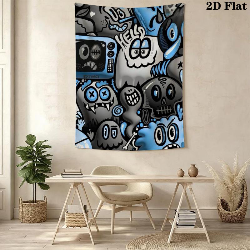 Dark Monster Cartoon Carnival Pattern Home Decor Tapestry, Wall Hanging, Decorative RV Wall Cloth.NGT0928047