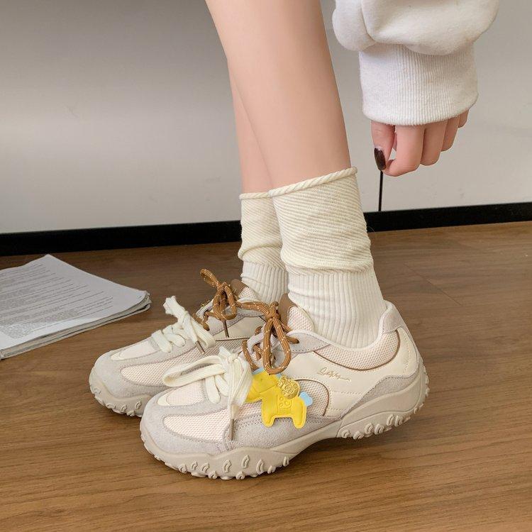 Dexun Shoes Women'S Spring New Pair Of Shoelaces Versatile Flat Bottom Height Increase Casual Sports Shoes Forrest Gump Shoes Women'S Tide