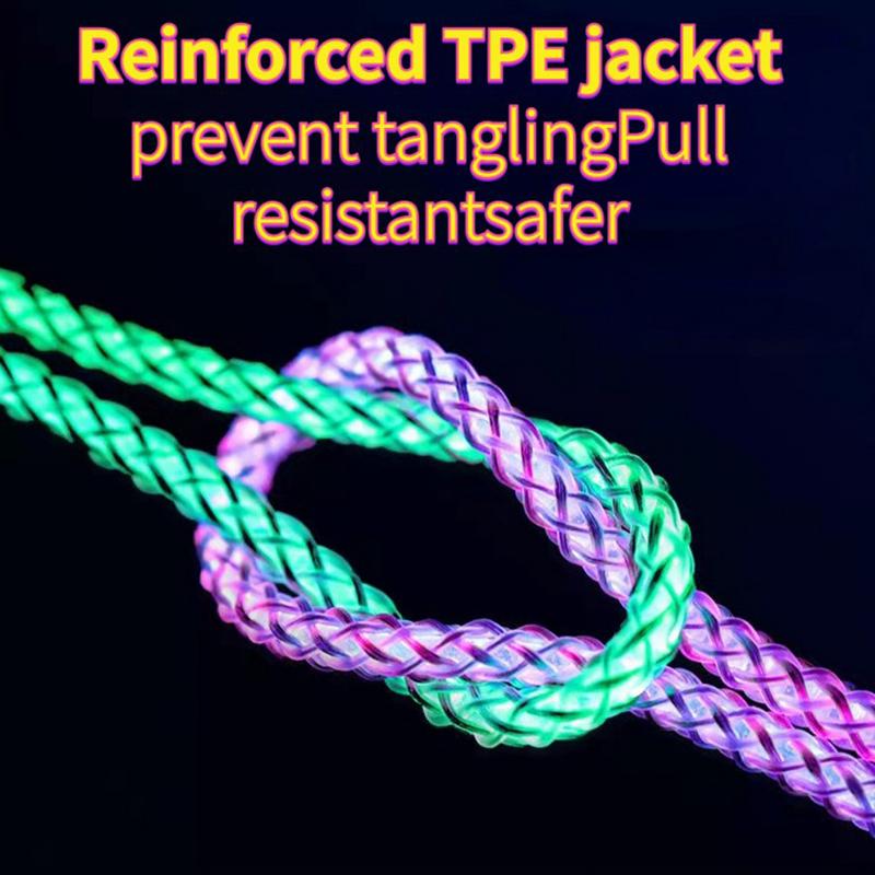 Glowing LED Light Cable 3 in 1 Fast Charging Cord Type C Micro USB For iphone Samsung Xiaomi Huawei Mobile Phone Charger Cable