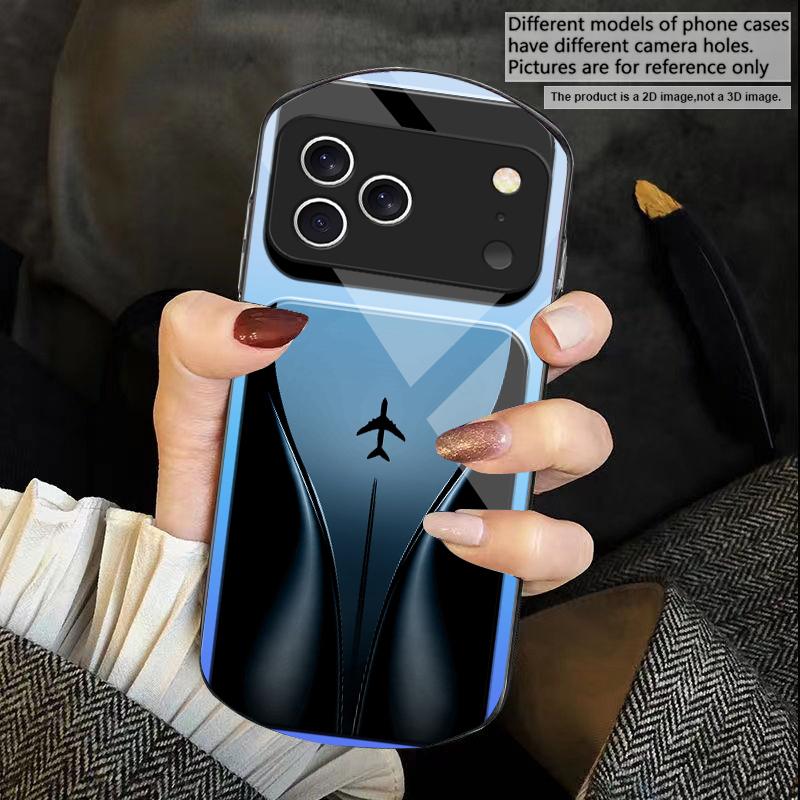 Aircraft in gradual flight For iPhone 17 16 15 14 Pro 13 Plus 12 mini 11 Pro Max XR X S 7 8 Elliptical Tempered Glass Phone Case