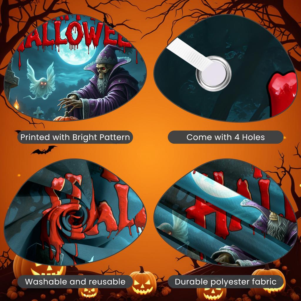 Ghost Decoration Full Moon Halloween Banner Pumpkin Decor Pumpkin Lantern Happy Halloween Sign For Party Prop Holiday Themed