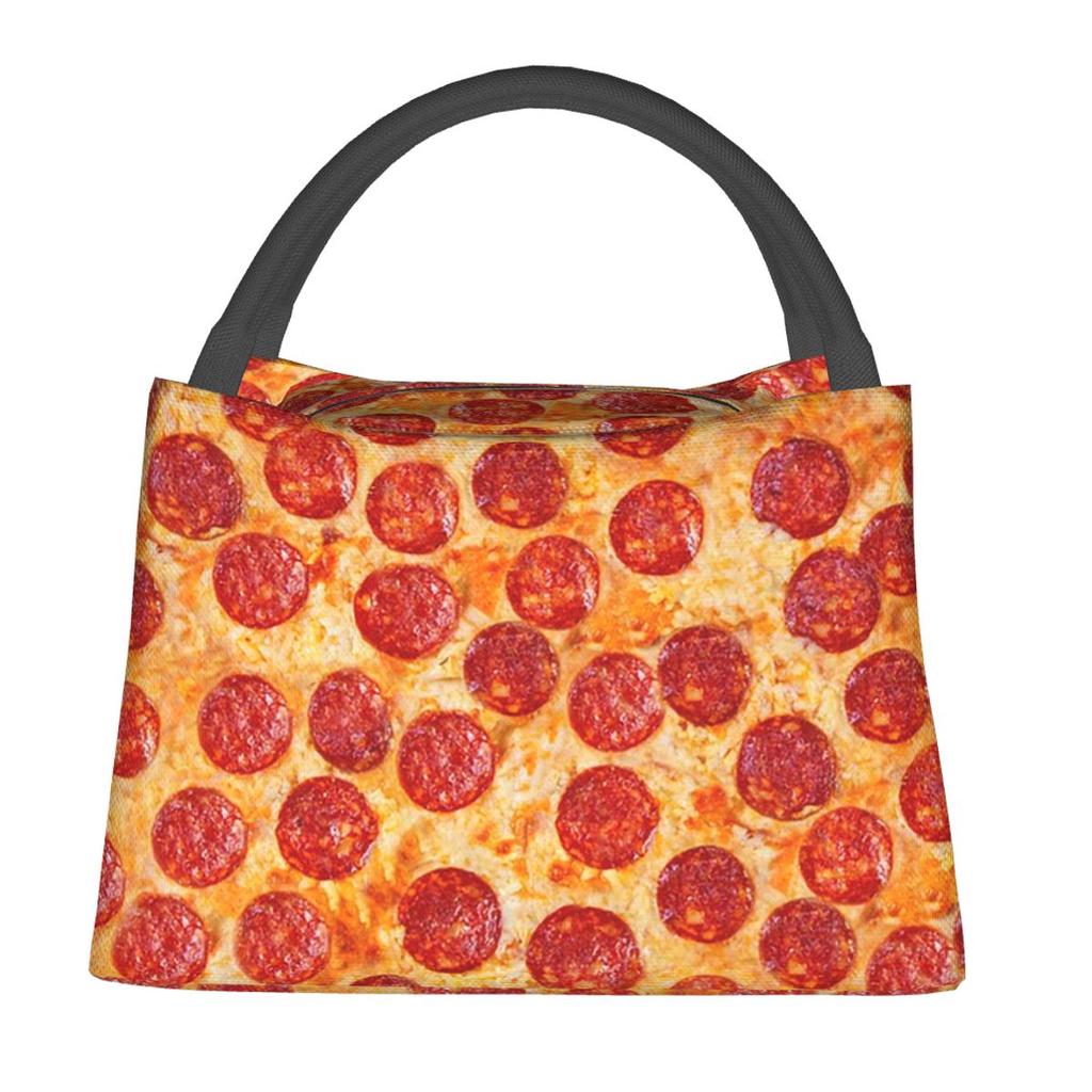 Realistic Pepperoni Pizza Pattern Insulated Lunch Bag for Women Children Leakproof Food Boxes Thermal Lunch Box Tote