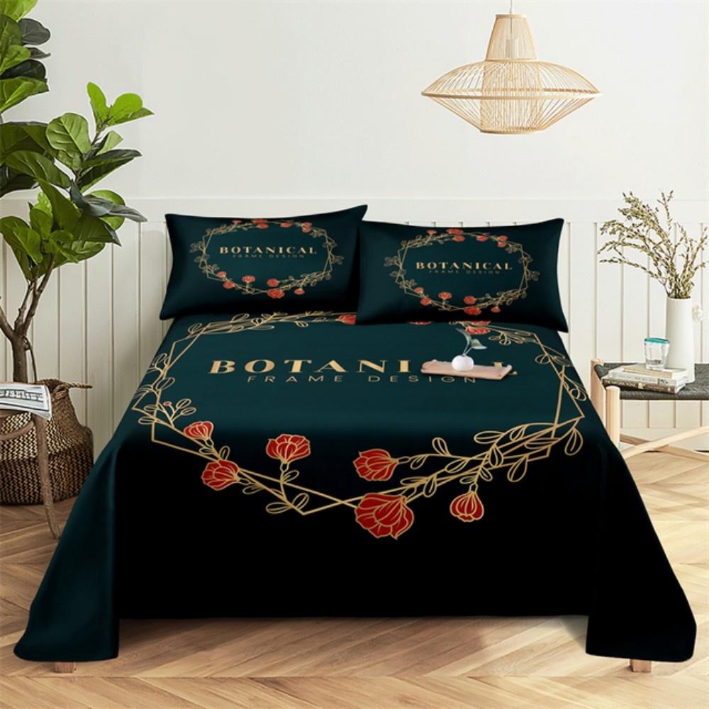Pink Rose Bed Sheet Sets 3D Print Flowers Bed Flat Sheet for Women Girls King Queen Full Twin Size 2/3pcs Bed Linen Room Decor