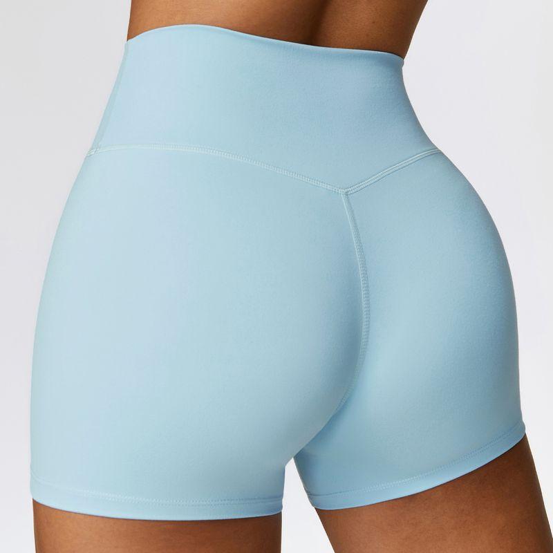 

Fashion Brushed Tight Yoga Shorts Women s High Waist Belly Contracting Fitness Pants Hip Lifting Running Workout Pants Quick-Drying High Elastic New Sky Blue XL