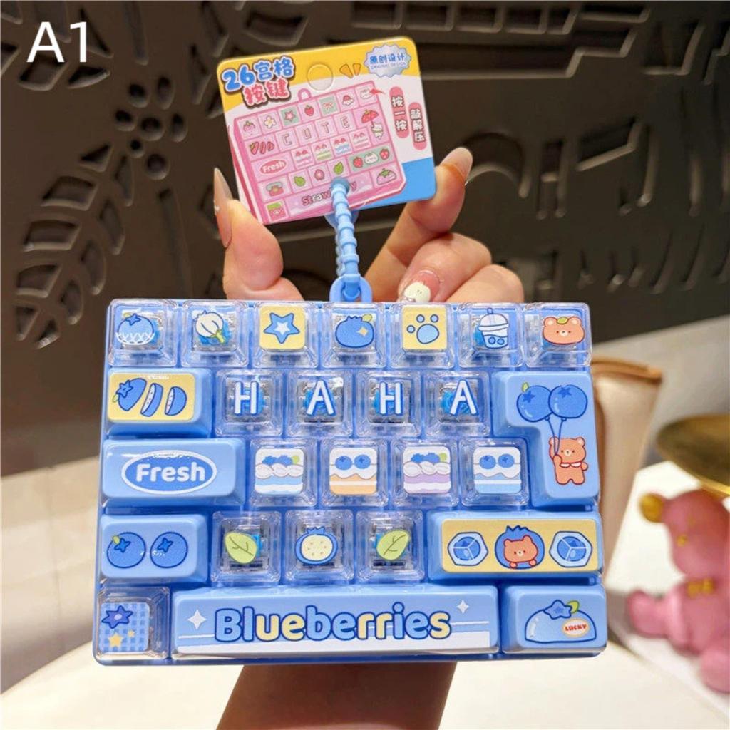 Cute Anti-Anxiety Decompression Toy 26 Key Clicker Fidget Toy Lightweight Bag Pendant Stress Relief For Kids Gifts Desk Decor