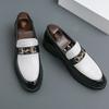 Luxury Designer New Black White Mixed Patent Leather Casual Shoes For Men Loafter Formal Wedding Dress Homecoming Zapatos