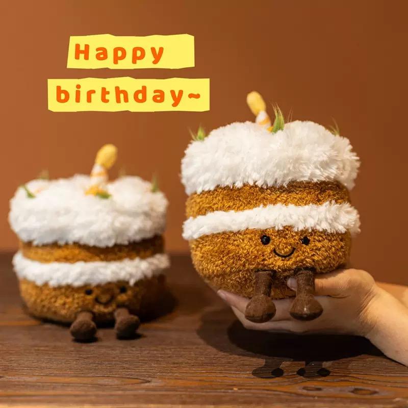 Jelly Super Carino Torta di Fragole Peluche Giocattoli Farciti Frutta Gelato Snack Peluche Torta di Compleanno Candela Decorazione per Feste Regalo per Bambini Bebè