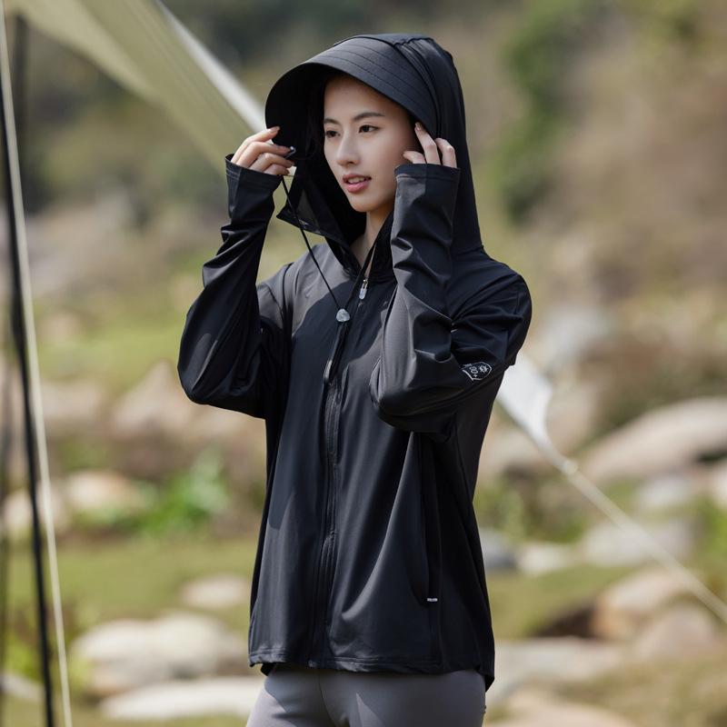 Ice silk sun-protective shirt for women, couple's ultra-thin fishing outdoor skin shirt, UV-resistant breathable sun-protective shirt for men