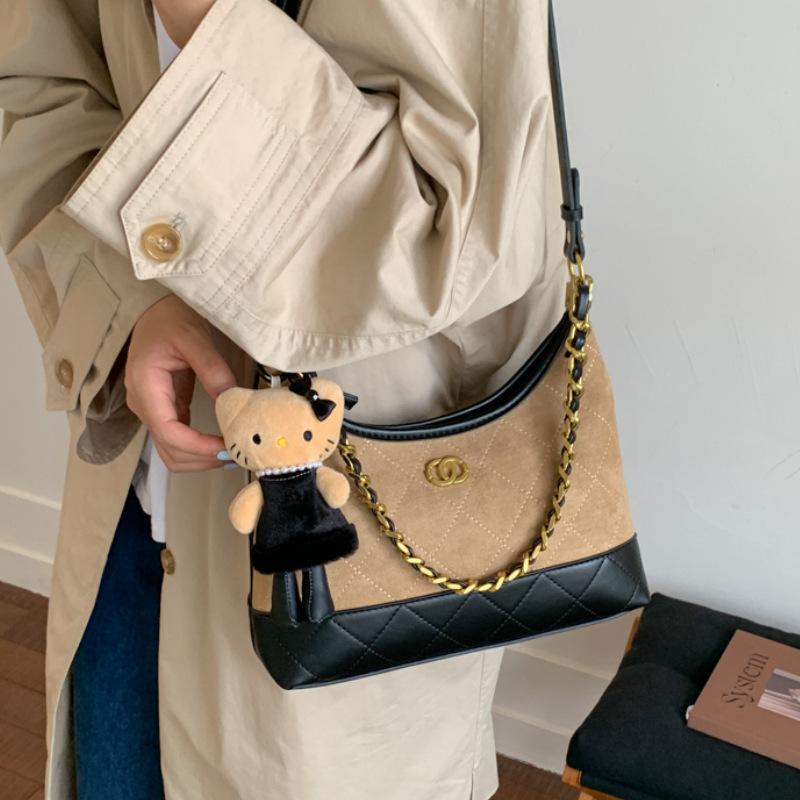 Super Fire Niche Contrasting Color Bag Women's 2025 Autumn and Winter New Versatile Super Fire Shoulder Underarm Dumpling Bag Messenger Bag