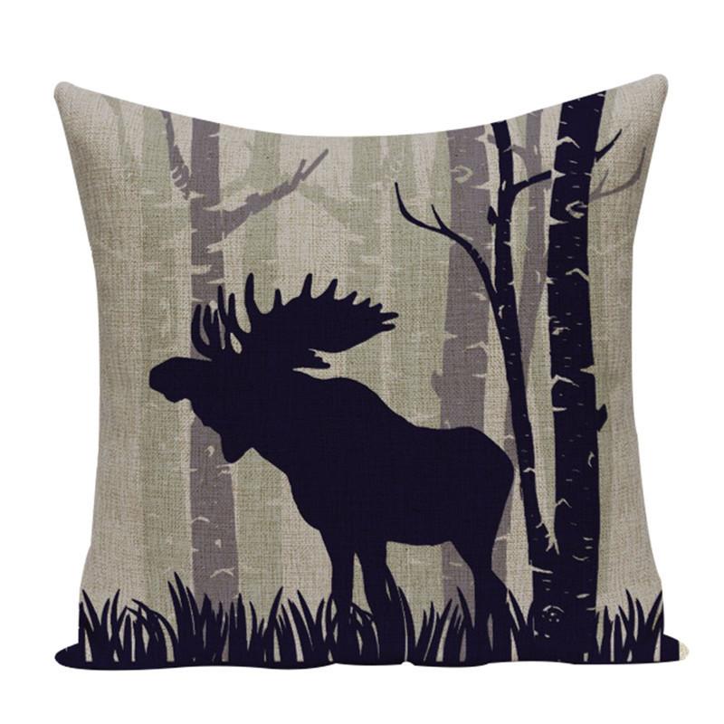 Weihnachten Elch Druck Kissenbezug Quadrat Hirsch Polyester Sofa Bett Kissenbezug Elch Kissenbezüge skandinavische Dekoration Sofa