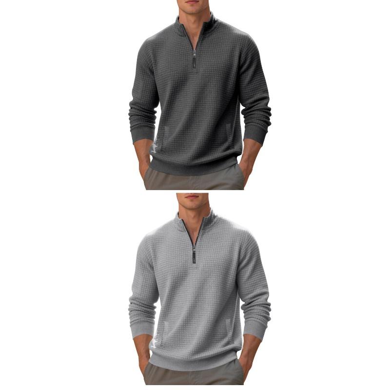 Men Heavyweight Loose Stand Collar Half Zip Casual Pullover Sweatshirt