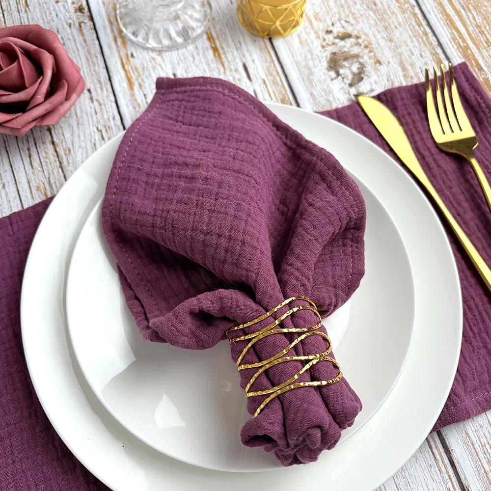 10PCS Cloth Napkins Boho Gauze Washable Cotton 16X16Inches for Wedding Baby Shower Bridal Shower Dinner Tea Party Easter Decorat