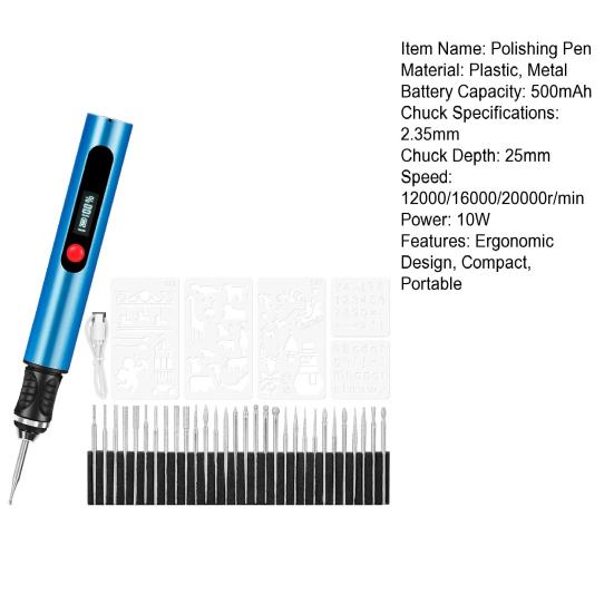 Polishing Pen Cordless Rotary Tool Ultra Long Run Time Fast USB-C Charging Mini Engraving Polishing Tool