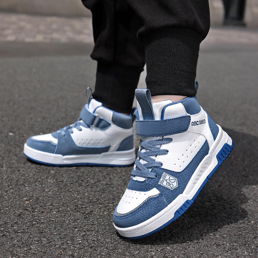 Moteable og praktiske borrelåssko med tykk såle og høy ankel for barn, utendørs fritidssportssko 28-39