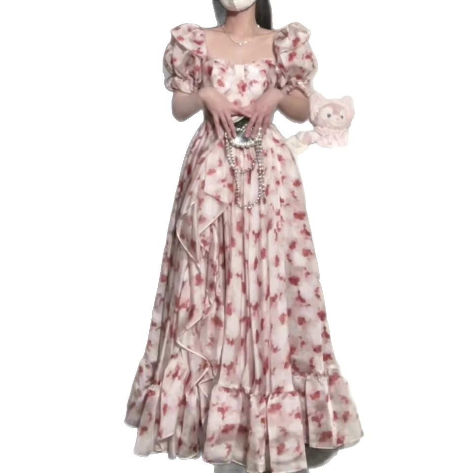 French small fragrant wind floral design sense age-reducing coffee break skirt summer small Platycodon beautiful dress women