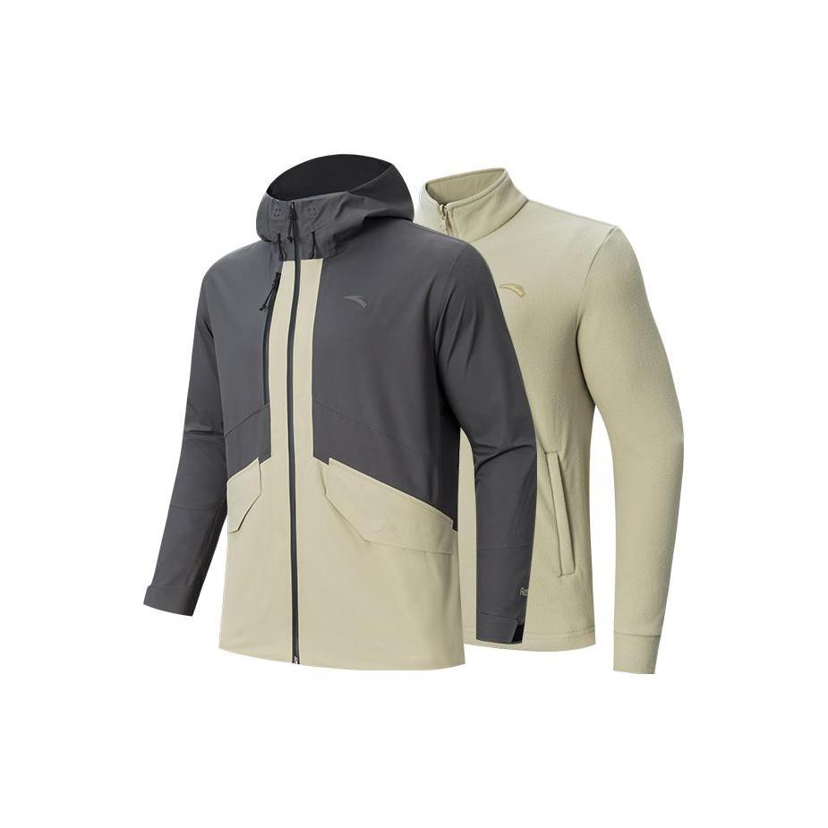 Anta Windproof Windbreaker Jacket Men s 2 Pack Dark Brown Gray/Plain Khaki 152346601-3 M