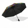 Automatic Folding Umbrella with Magical Forest Mushroom & Design - 8-Rib Self-Opening/ Closing, Collapsible Portable Umbrella