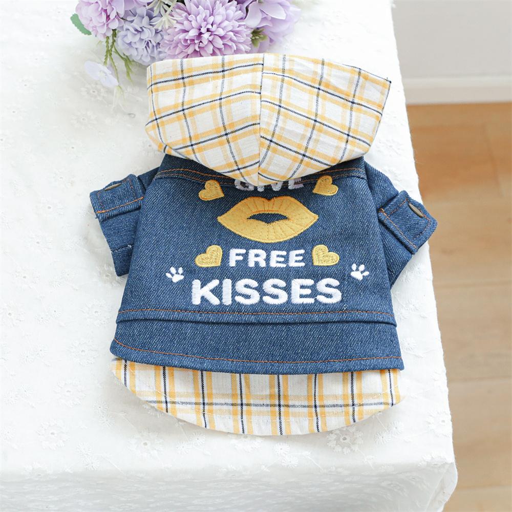 Klassische Karos Haustier Jeans Kleidung für Kleine Hunde Herbst Winter Welpen Hund Kapuzenmantel Jacke Zwergspitz Pudel Haustiere Kleidung
