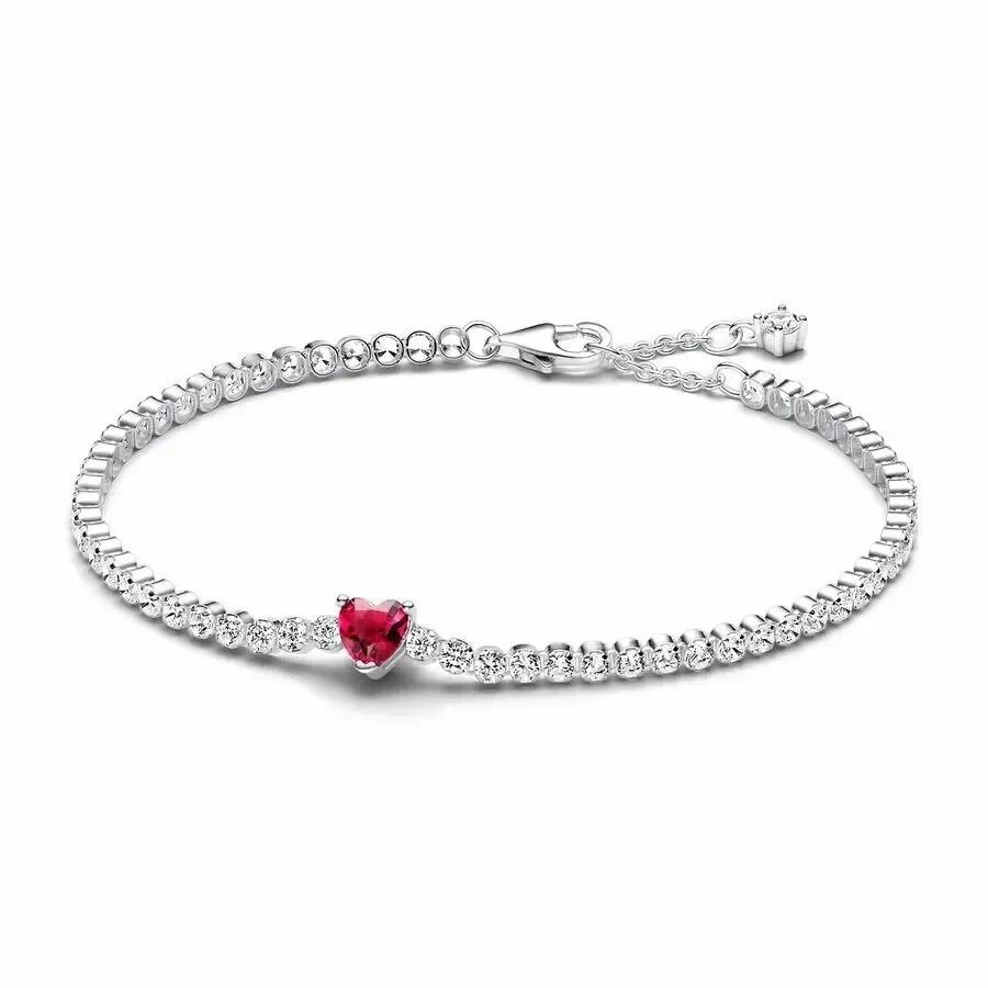 925 Silver New Exquisite Heart-shaped All Zirconia Tennis Bracelet Shiny Luxurious Charm Bracelet Holiday Surprise Gift