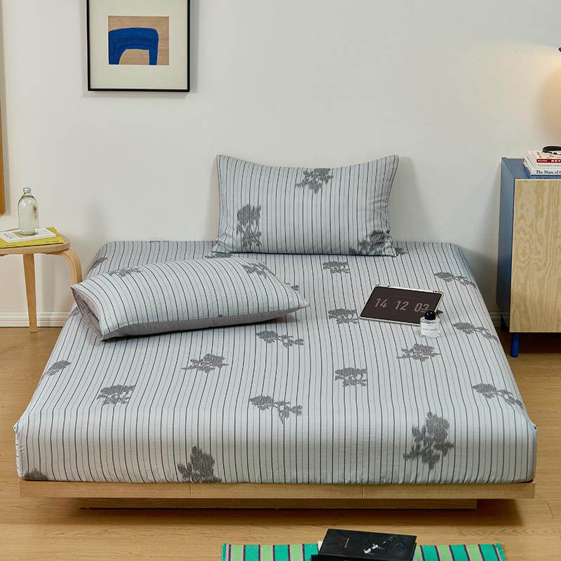 100% Cotton Bedsheet Skin-friendly Fitted Sheet Simple Style Bed Cover Elastic Bed Linen drap de lit (Pillowcase Need Order)