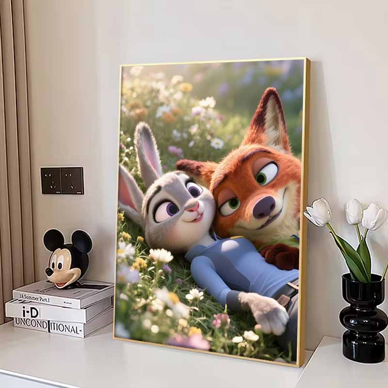 Disney 5D DIY Diamond Painting Zootopia Illustration Cartoon Full Diamond Mosaic Art Wall Decoration Set