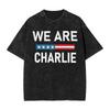 Herren You Cant Silence Us All I Am Charlie Kirk Ausgewaschen T-Shirts Sommer Kurzarm T-Shirts Rundhals Hip Hop Freizeit T-Shirt Sommer