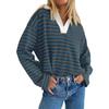 YYFS Women's Fashion Casual Fall Winter Stripe Print Long Sleeve V-Neck Pullovers & Long Sleeves