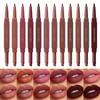 Dual Head Velvet Matte Lip Liner and Lipstick Smooth Non Drying High Lip Makeup Pen, Durable Waterproof and Sweat Resistant