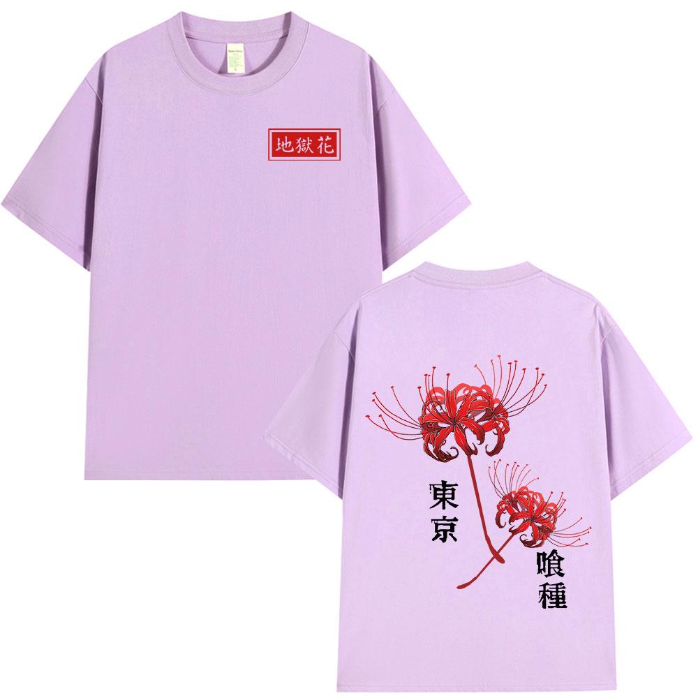 Anime Tokyo Ghoul Spider Lily T-Shirt Herren Damen Kaneki Ken Manga Grafikdruck T-Shirt Cooles Unisex Baumwoll-T-Shirt Oversized