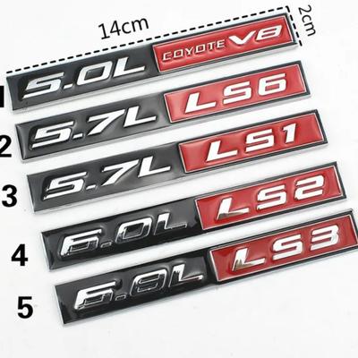 1 KS 3D Metal Car Emblem 5,0L 5,7L 6,0L 6,8L LS1 LS2 LS3 LS6 COYOTE V8 Odznak karoserie Nálepka na kufr Pro D/odge J/EEP C/hevrolet F/ord Atd.
