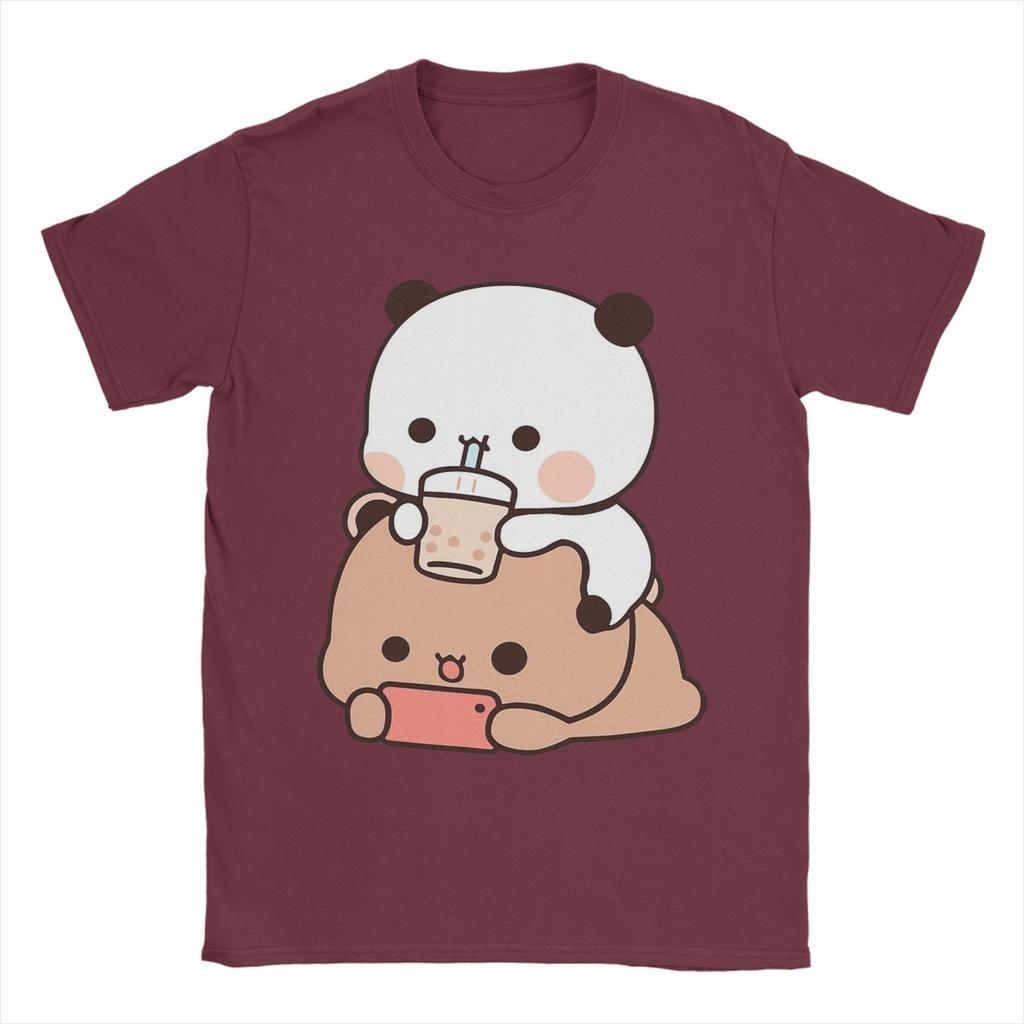 Mens Panda Bear Bubble Tea Anime Cartoon Kawaii T Shirt  Cotton Clothing Fashion Short Sleeve O Neck Tees Birthday Gift TShirt