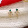 Exquisite Zircon Christmas Tree Hollow Stud Earrings - Women's Luxury Fashion Style