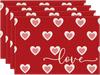 Love Heart Red Placemats Set of 4, 12x18 Inch Wedding Anniversary Table Mats for Party Kitchen Dining Decoration