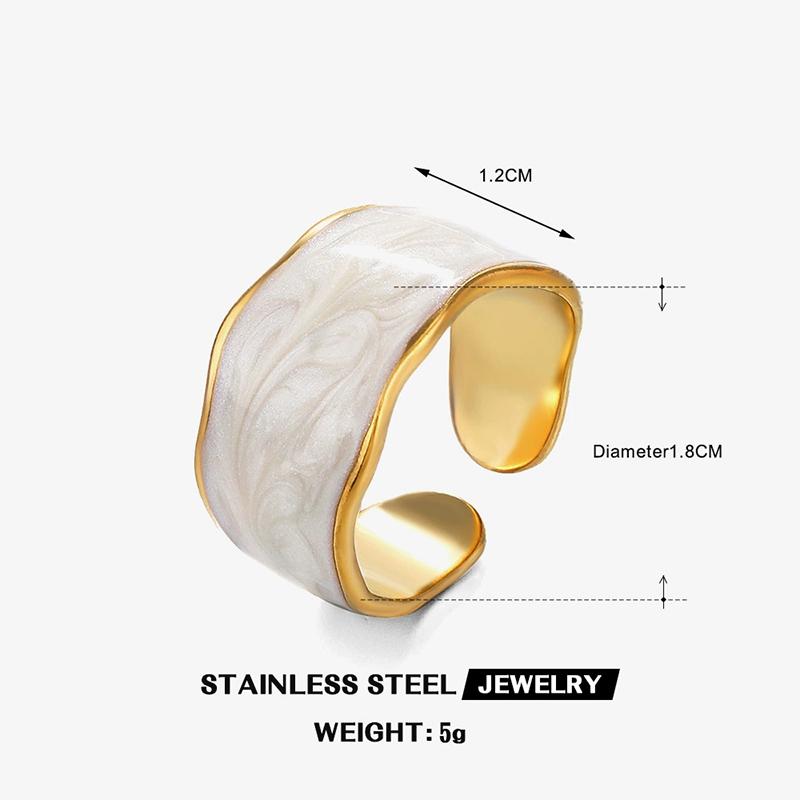 Stainless Steel French White Enamel Rings for Women Drip Glaze Romantic Elegent Girl Ring Daily Wear Sweet Y2K Jewelry No Fading