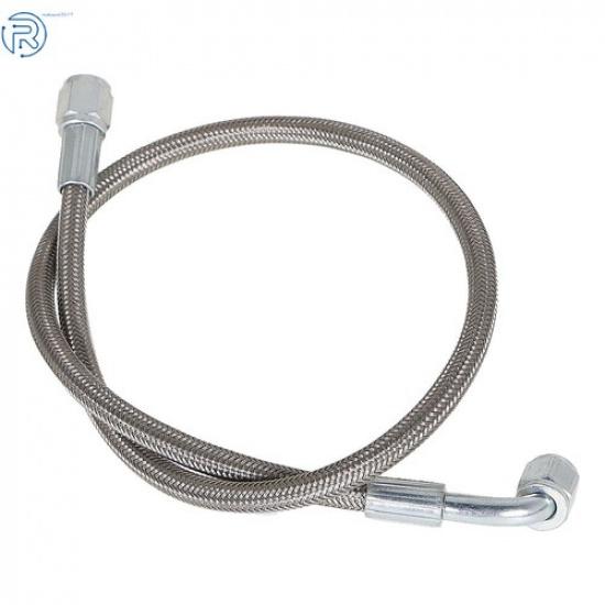 24" Length 4AN 90 Degree Straight Hose Steel Braided Turbo Oil Feed Line