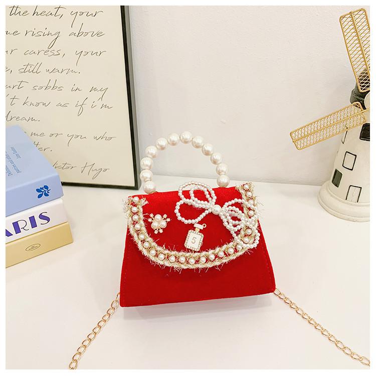 Pink Playful Pearl Handbag With Bow For Girls Perfect For Daily Outings Gifts And