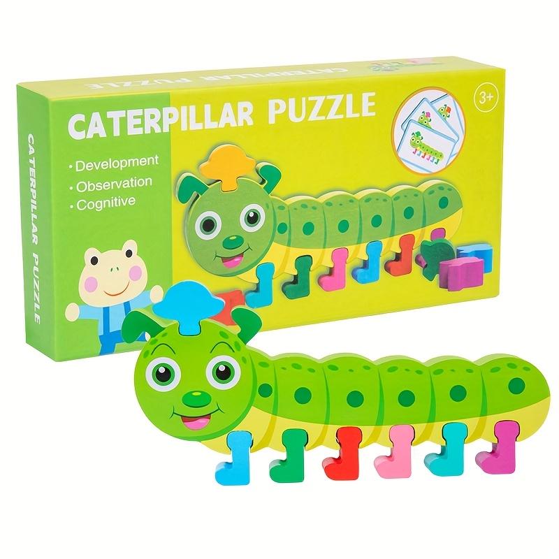 Colorful Caterpillar Puzzle Develops Observation, Cognitive Skills Hand Eye Coordination ,Educational Wooden Toy with Color Matching, Sorting Pieces