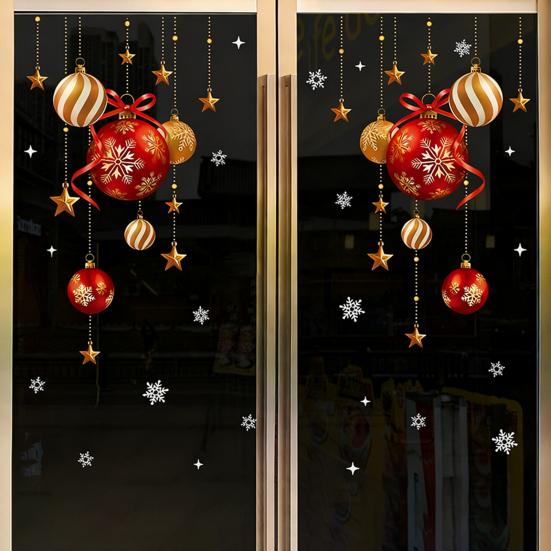 Vánoční přilnavé dekorace na okno Vánoční strom Santa Sob Sněhulák Samolepky na sklo Odnímatelné statické nálepky na okno pro zimní svátky Domácí párty potřeby