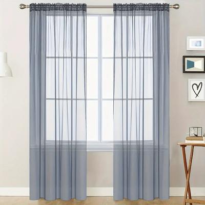 2 Panels Chiffon Sheer Window Curtains for Living Modern Simple Curtain Gauze Semi-blackout Balcony Thin Window Screen