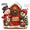 Christmas Hanging Ornaments Door Ornament Wooden Wall Mounted Festive Sign 2D Holiday Gift for Family Flat Art Home Entrance Decor Santa Claus