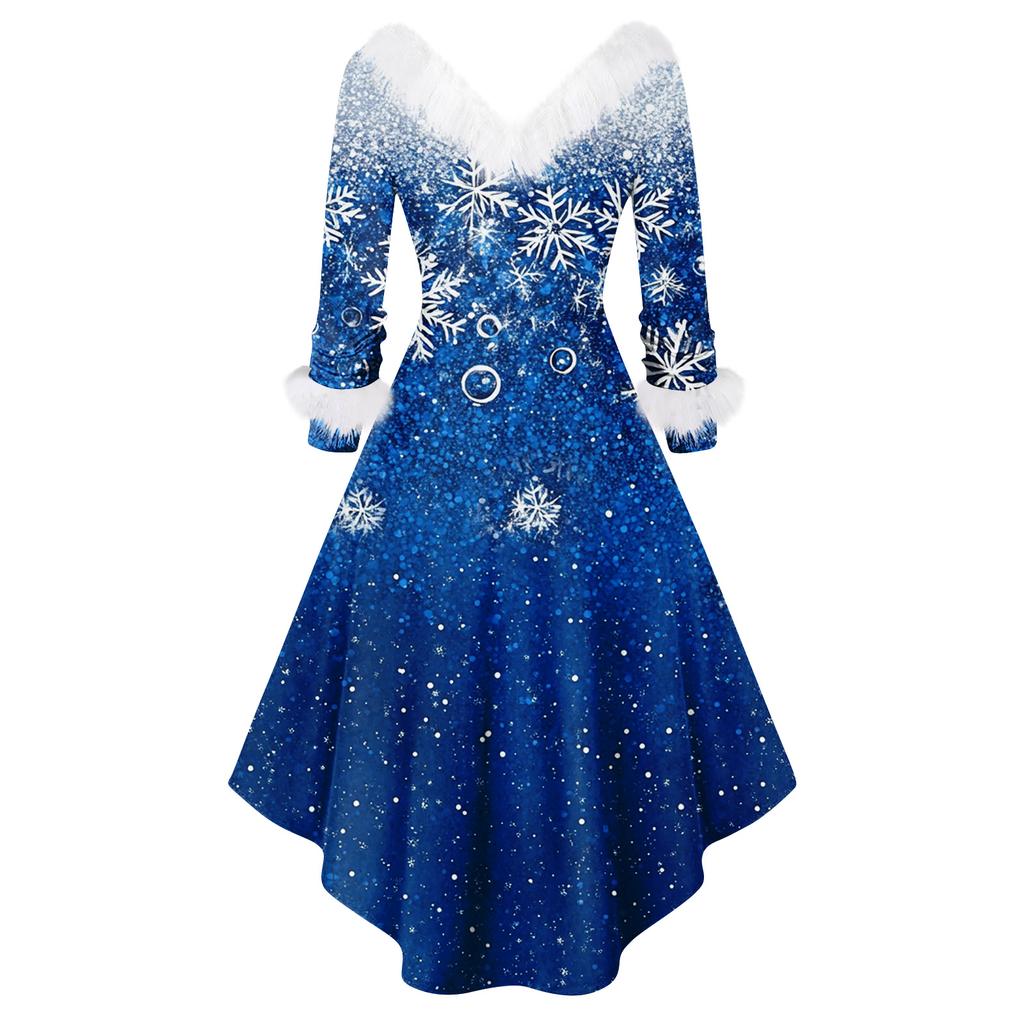 Christmas Party Printed Dresses For Women Vintage Christmas Midi Dress Casual Dresses Cocktail Dress Party Festive Dresses