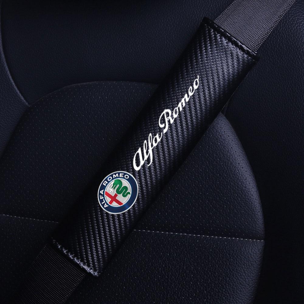 Car Seat Belt Cover Leather Seatbelt Shoulder Strap Protector Pads For Alfa Romeo Giulia Stelvio Giulietta 159 147 156 166