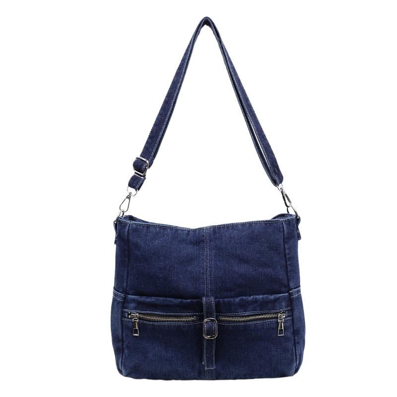 Fashi Denim Solid Color Zipper Crossbody Bags 2026 hot sale Buckle Commuting Bags for Women Autumn Versatile Shoulder Bag