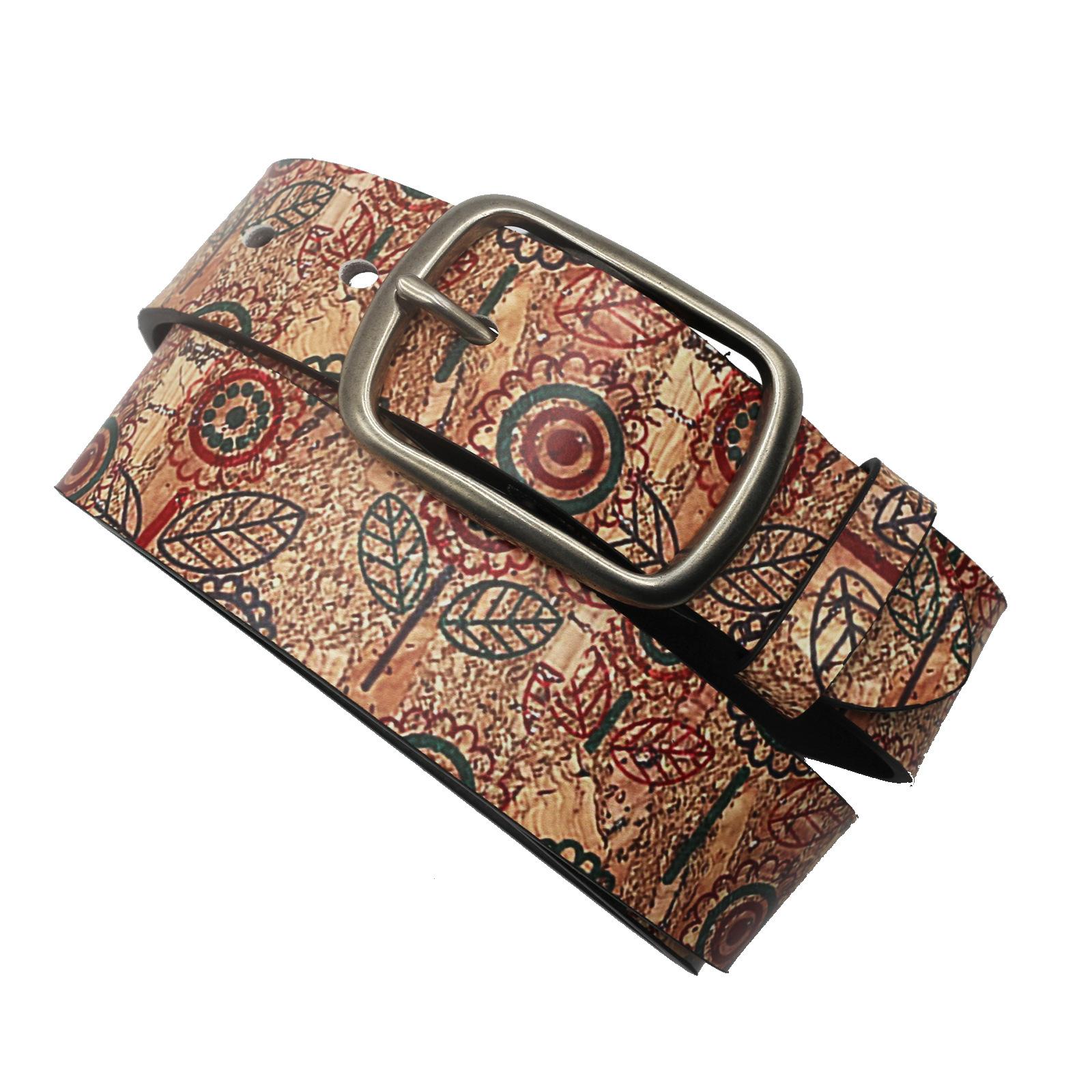 

Оригинальный дизайн Ins Leaf Pu Printed Belt, Niche Design Full Pin Buckle Belt 125cm темно-коричневого