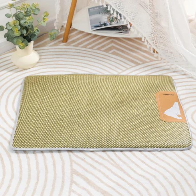 

Summer Cooling Pet Mat Breathable Bamboo Dog Cat Bed Pad Ice Gel Cushion for Kennel Crate Indoor Outdoor 55x75cm