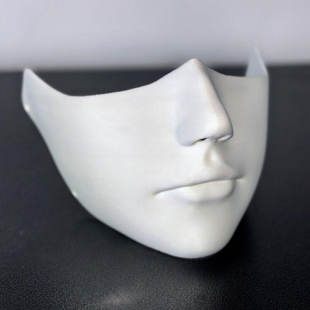 Hand-Painted Half Face Mask Vintage Cosplay Mask Trendy White Mask  Male